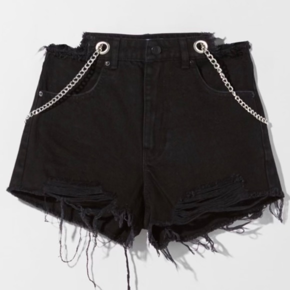 Bershka Pants - Bershka Black Shorts with Chain. Used two times. Size 4.